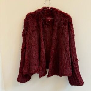 Fox Women's Fur Jacket - Deep Red